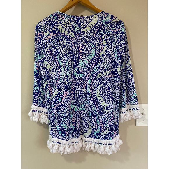 Lilly Pulitzer Blue Grotto Gigi Lightweight Kimono Top Sweater Cardigan Small - Picture 3 of 6